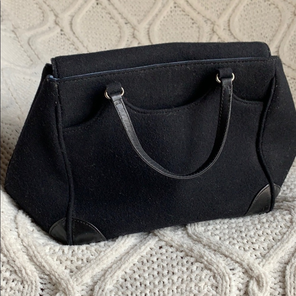 Vintage Banana Republic Black Wool & Leather Bag.